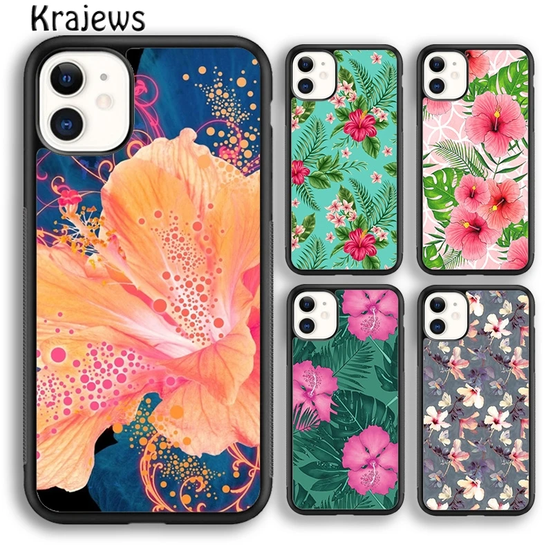 Krajews Butterflies Hibiscus Flowers Phone Case Cover For iPhone 16 15 14 plus XS XR 11 12 mini 13 pro max Fundas