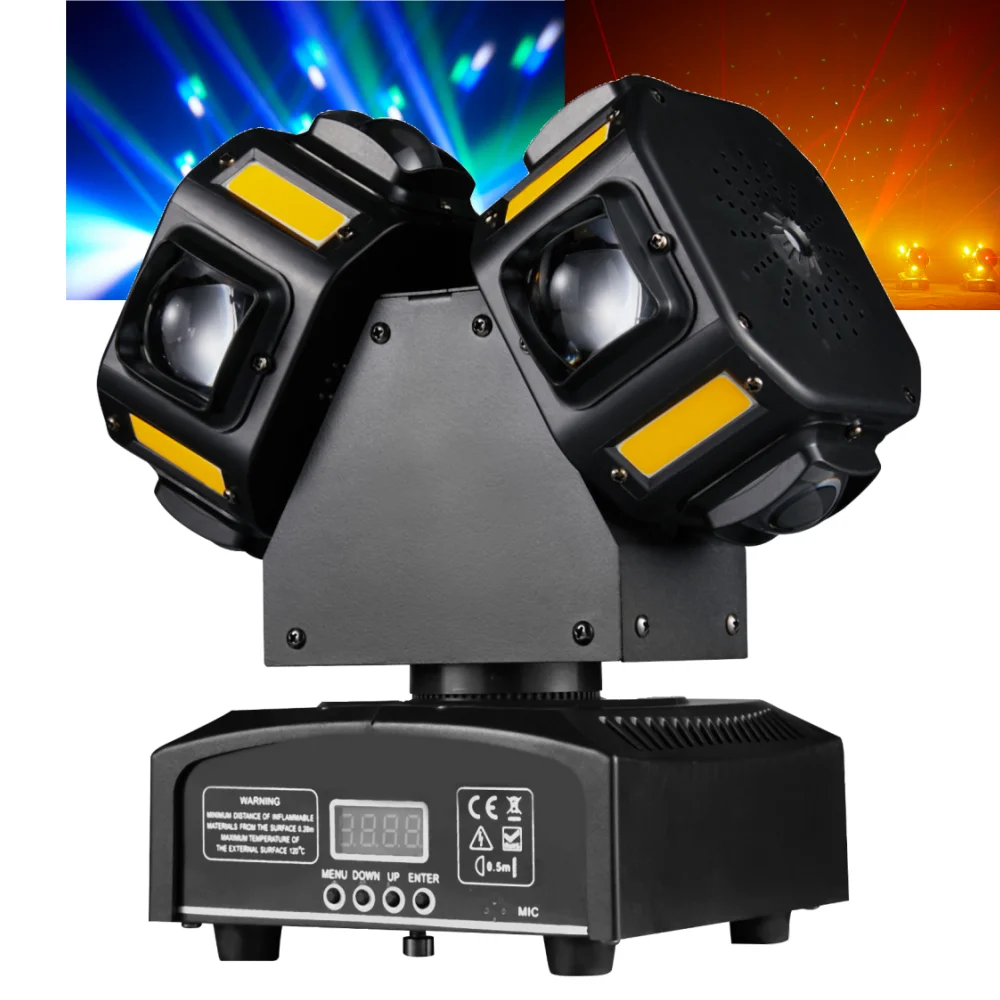 2 Armen Roterende Moving Head Licht 8LED Kralen Podium Effect RGBW Beam Laser Strobe Disco Party DMX Geluid Controle Licht