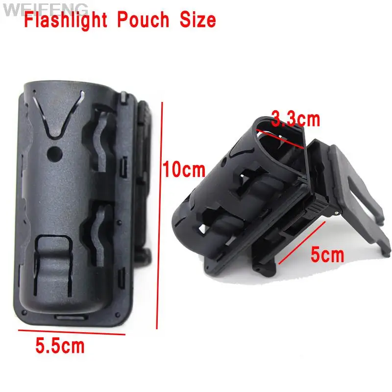 Tactical Flashlight Holster Holder Pouch Protable LED Torch Case 360 Degree Rotatable Molle Belt Carry Clip