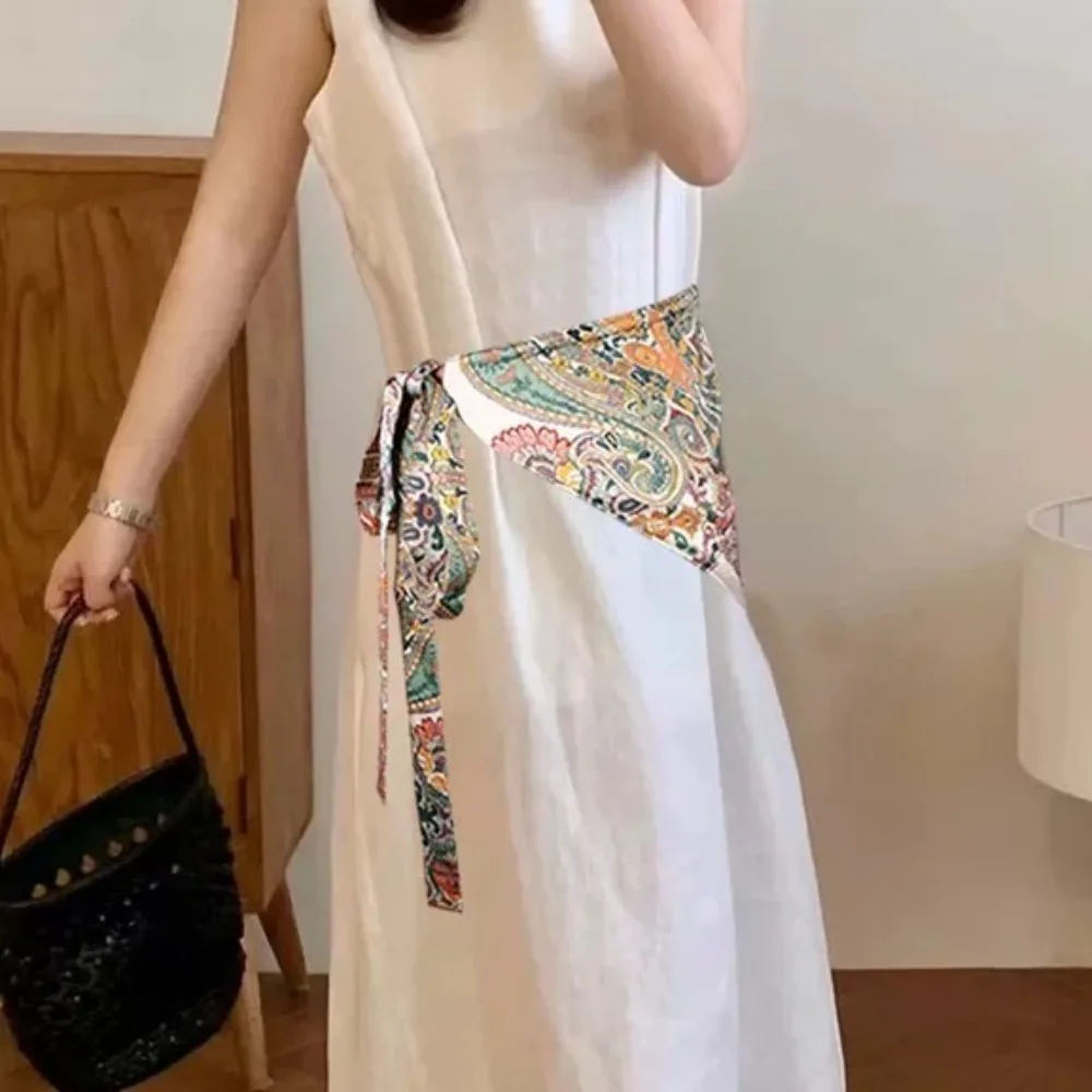 Chinese Style Ethnic Triangular Waistband Tassel Jeans Decor Floral Triangular Belt Embroidered Printing Exquisite
