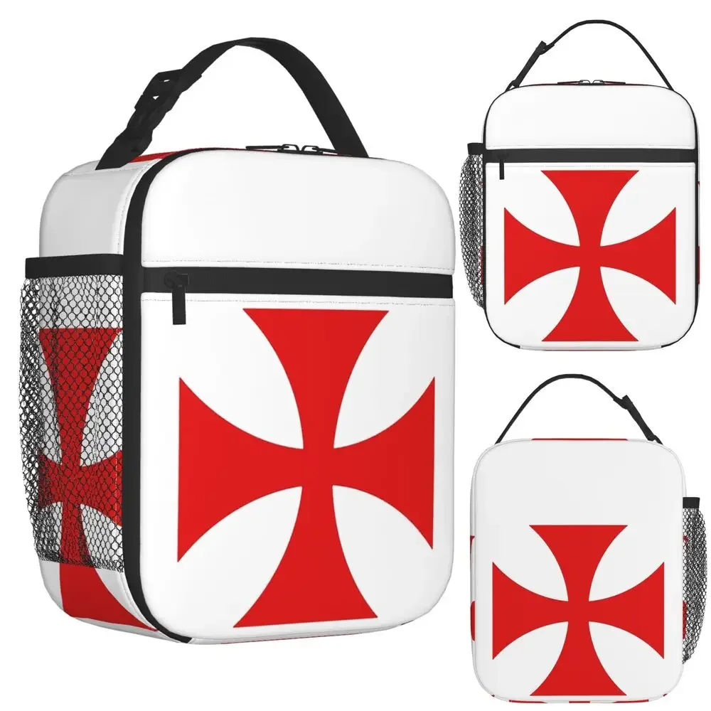 Medieval Emblem Templar Sofa Ordre Du Temple Cross Insulated Lunch Bag for Women Kids Food Boxes Thermal Lunch Box Tote