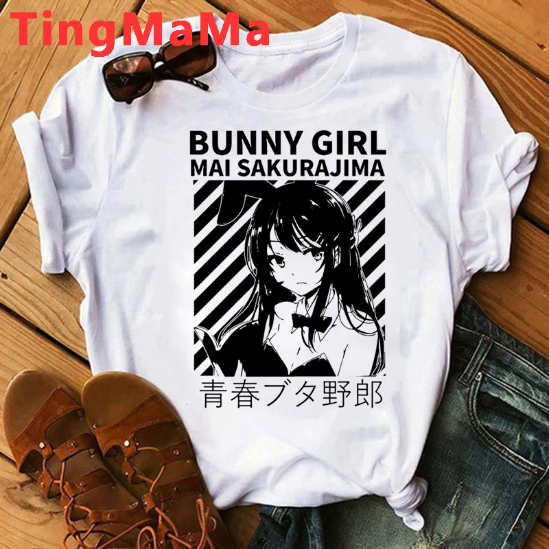 Kawaii Japanese Anime Sakurajima Mai T Shirt Men Street Fashion T-shirts Harajuku Summer Tops Unisex Cartoon Graphic Tees Male