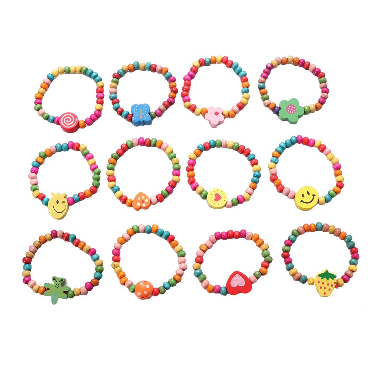 12 Pcs Girls Gift for Bracelet Birthday Manual Wooden Beads Jewelry Bamboo Child