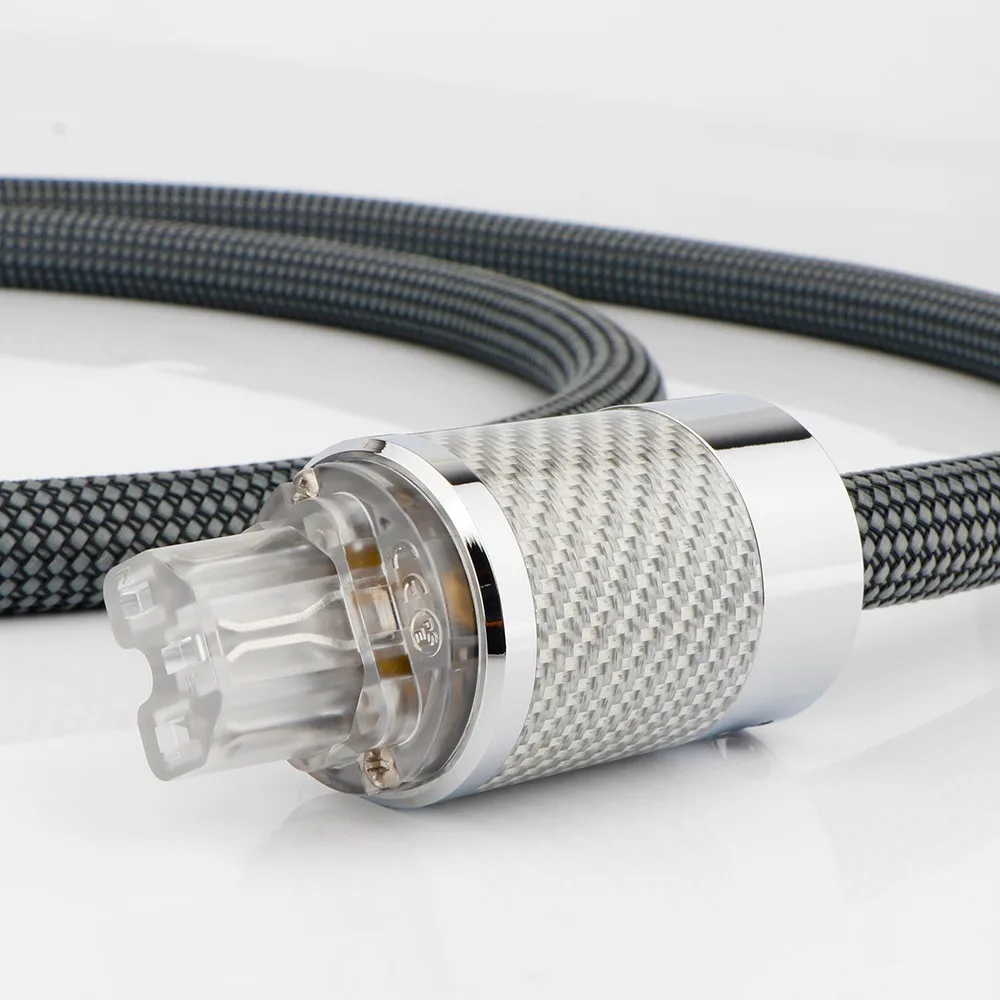 Kabel Daya Rhodium Serat Karbon Premium |   Pelindung Hi-End OFC |   Steker US/EU/AU untuk Peningkatan DAC/AMP/Meja Putar