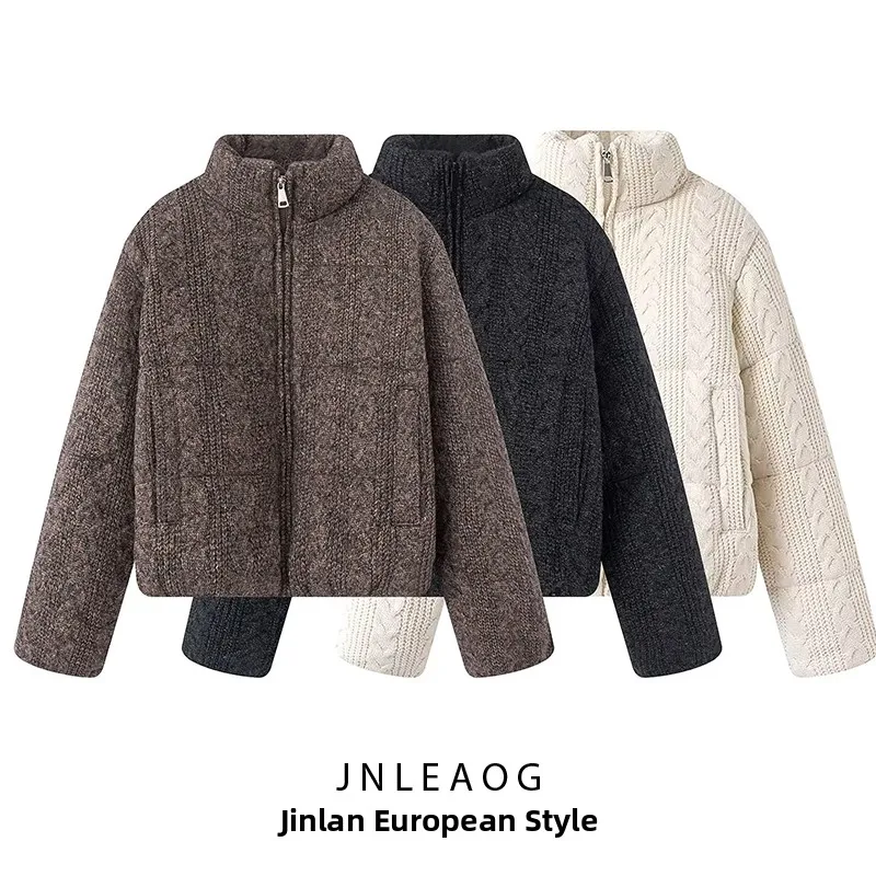 

JNLEAOG Faionable Thi вязаное пальто женское осеннее новое теплое универсальное верхнее белье с восемью прялками и косой подставкой на молнии...