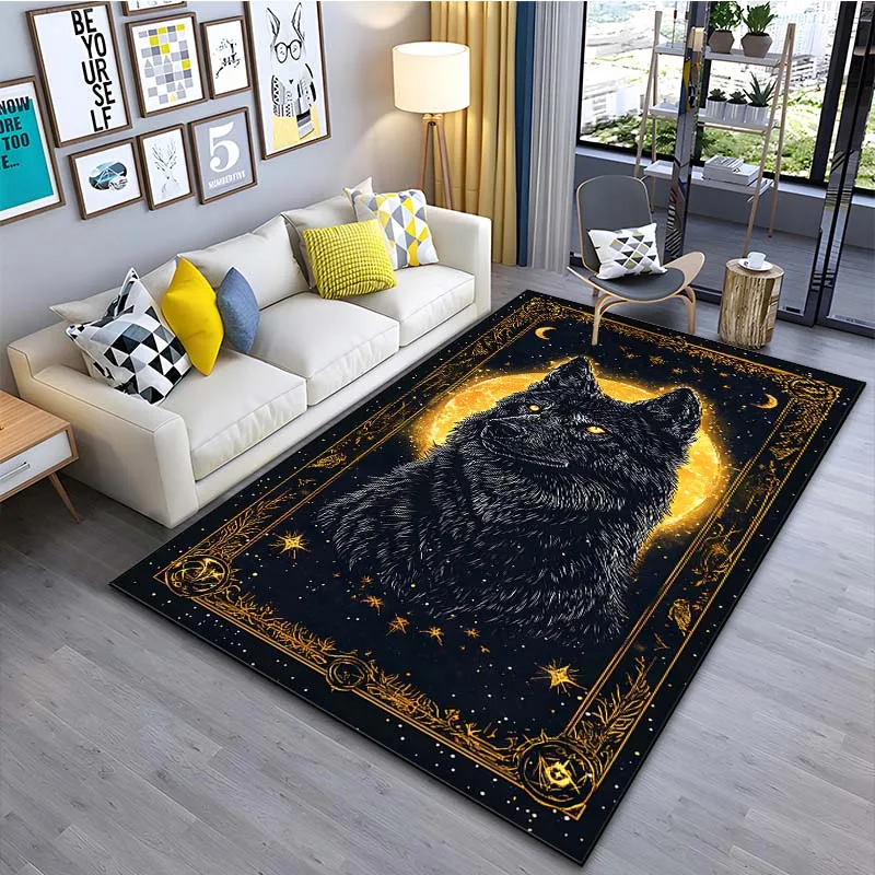 

Коврик с узором «Черный волк» — стильный ковер для гостиной или спальни — нескользящий прикроватный коврик, крутой подарок для домашнего декора для мужчин