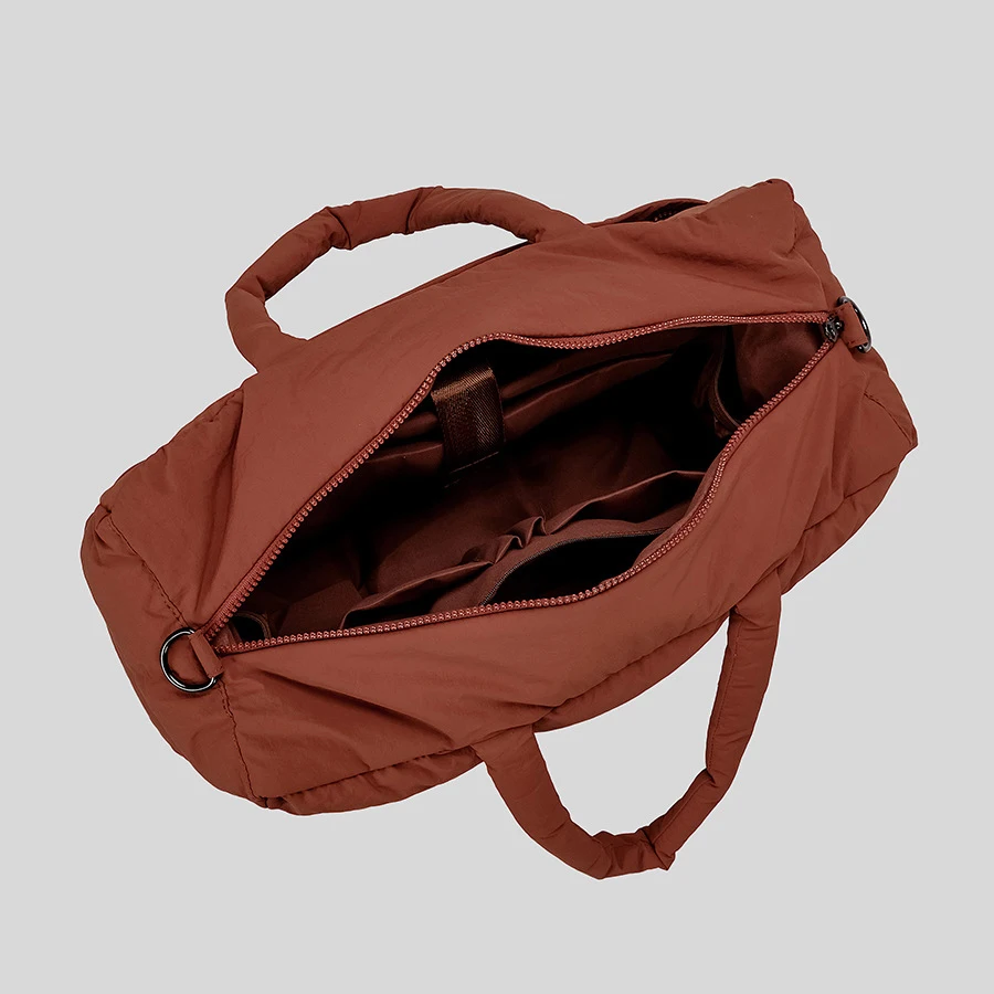 Bolsas e bolsas de algodão acolchoadas para mulheres, sacola inchada, bolsa crossbody acolchoada de ombro, grande compradora quente, inverno