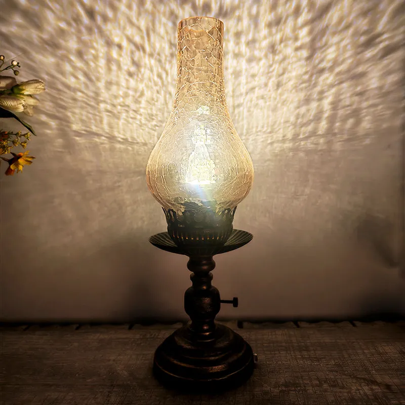 Wiring-free rechargeable wrought iron table lamp French creative decorative ornament  lamp candlestick