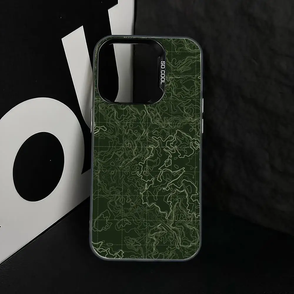 حافظة بتصميم منحني أخضر لهاتف iPhone17 16 15 14 13 12 11 Pro/ Max/Plus غطاء خلفي مقاوم للصدمات ومضاد لبصمات الأصابع