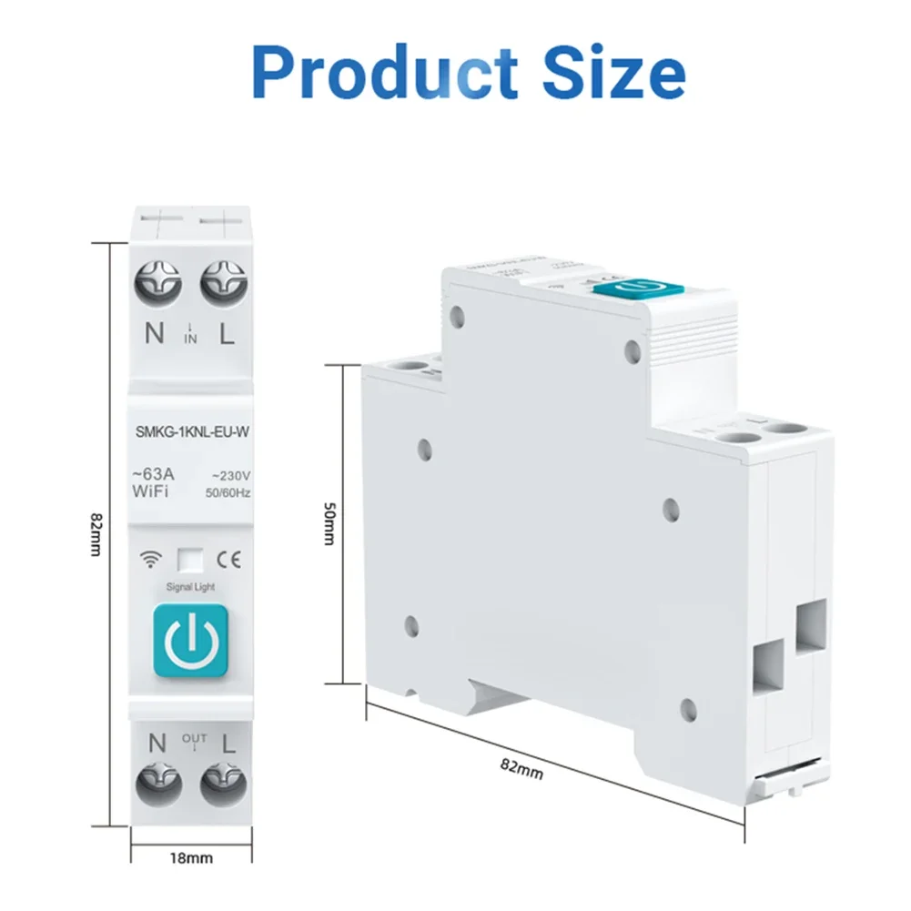 Compatível com tuyas wifi disjuntor inteligente 1p din-trilho montado interruptor de controle remoto disjuntor inteligente circuito inteligente