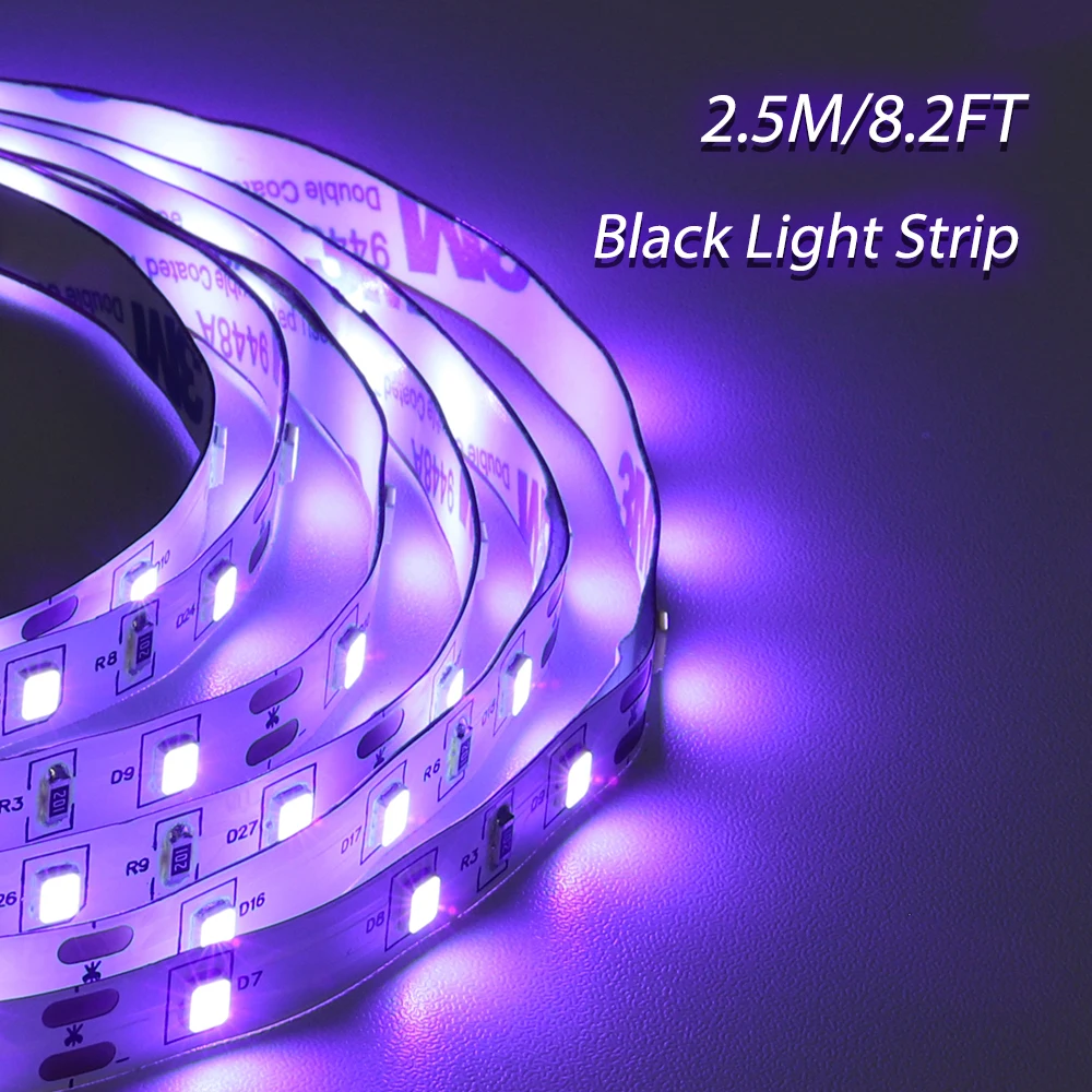

5/8PCS 2.5M Black Light Strip USB LED Strip with Battery Box for Indoor Party Decoration