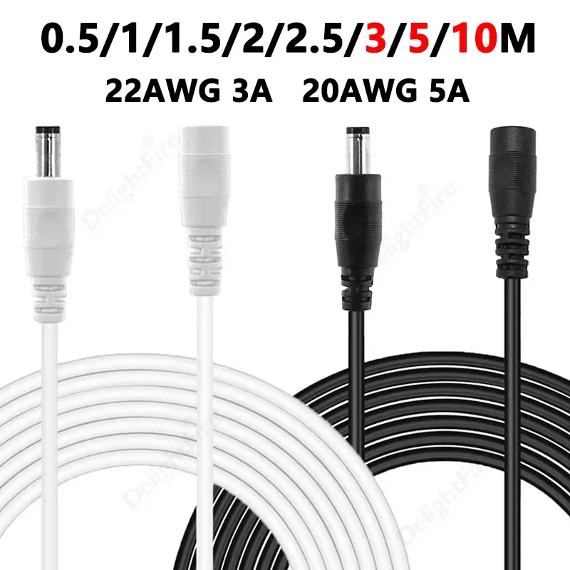 20/22AWG DC Power Cable 5V 12V Male Female Plug 5.5 2.1mm Power Adapter Extension Cable For Camera CCTV Led Strip Light Connect