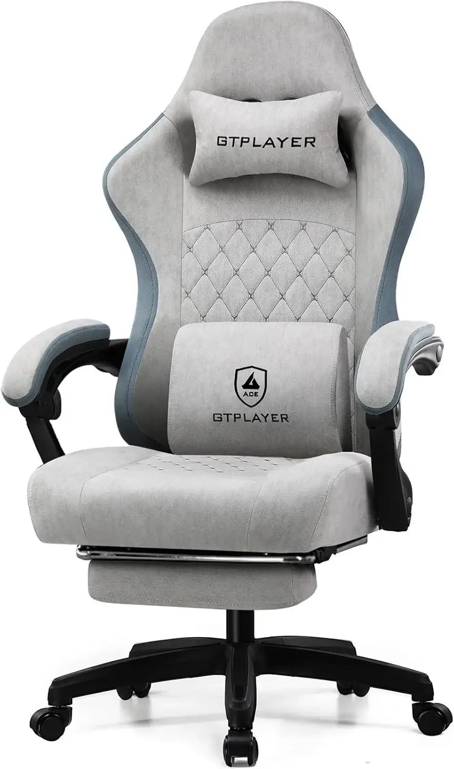 Silla para juegos, silla de oficina para computadora con cojín de resortes ensacados, reposabrazos y reposapiés articulados, silla ergonómica de respaldo alto para computadora