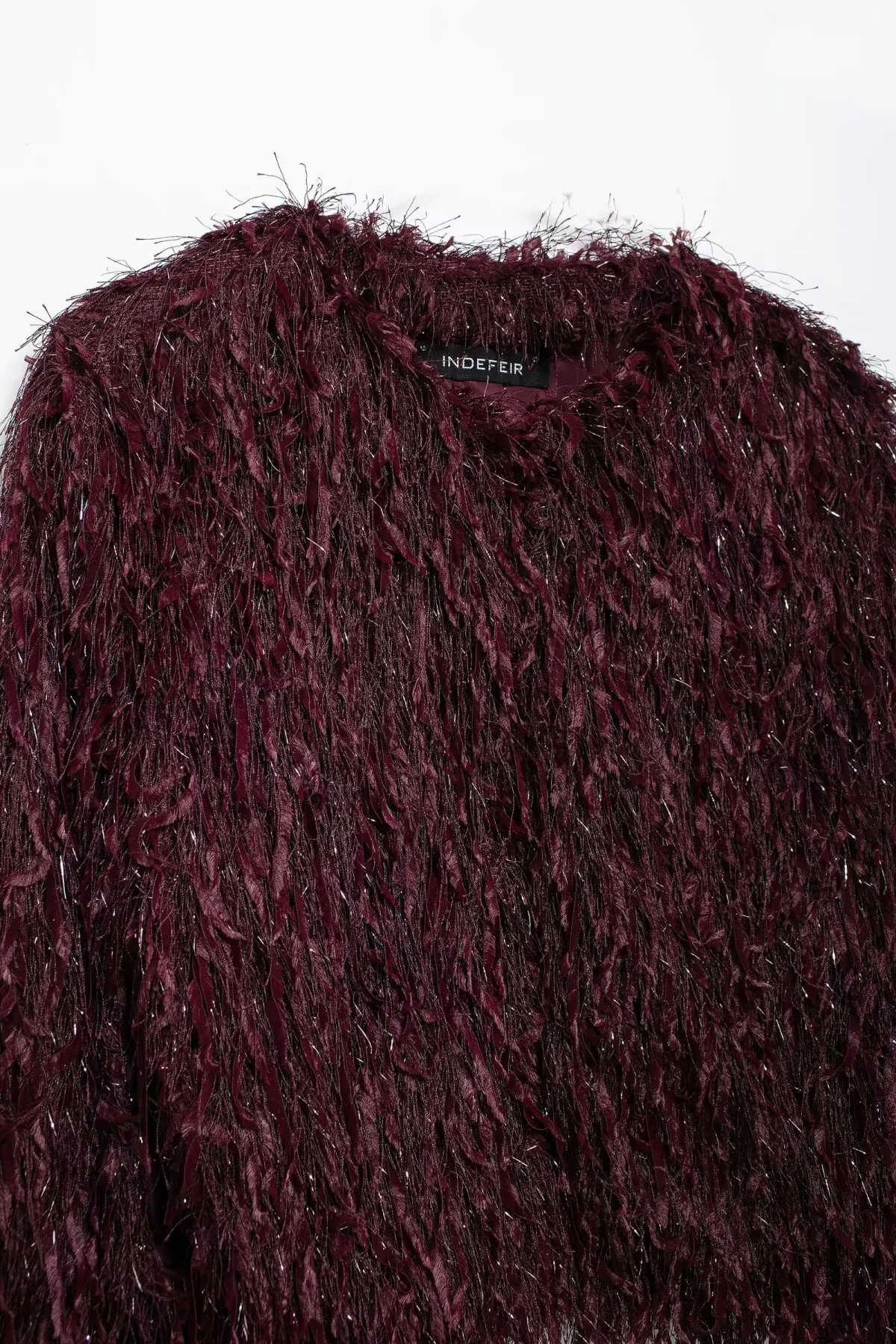 معطف نسائي أنيق من الفرو الصناعي من HH بياقة دائرية وأكمام طويلة سترة غامضة موضة شتاء 2024 ملابس خارجية للحفلات في الشارع العالي