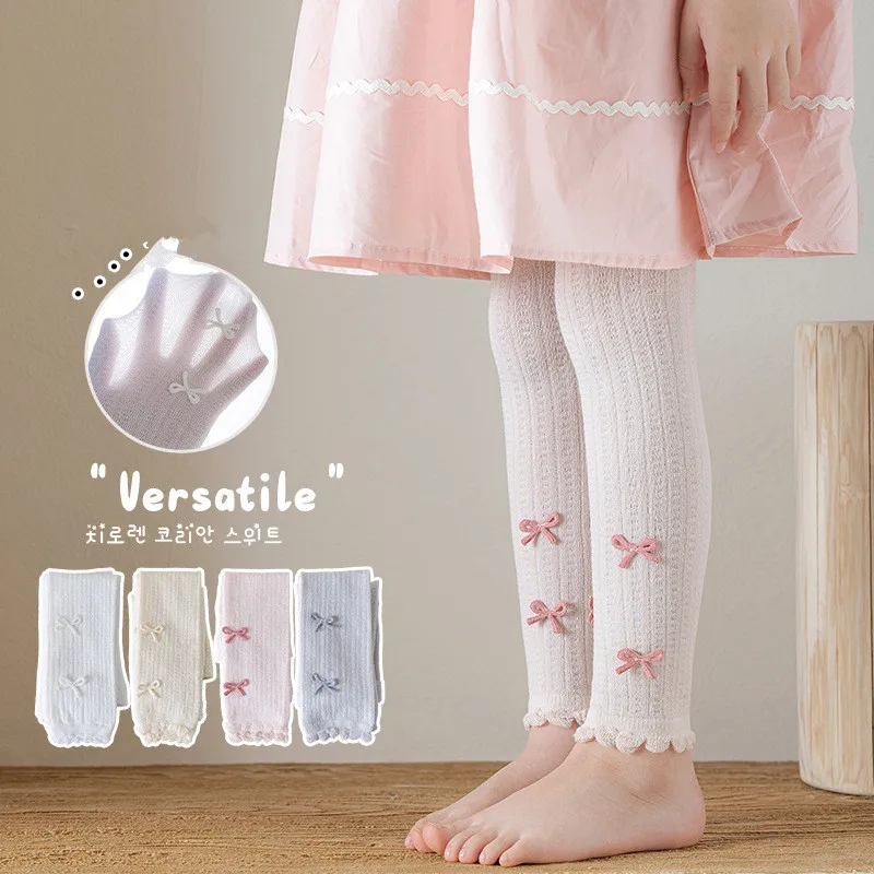 Leggings de Verano para Niñas, Medias Finas para Niños, Calcetines con Lazo para Niños, Uniforme Escolar, Medias de Princesa