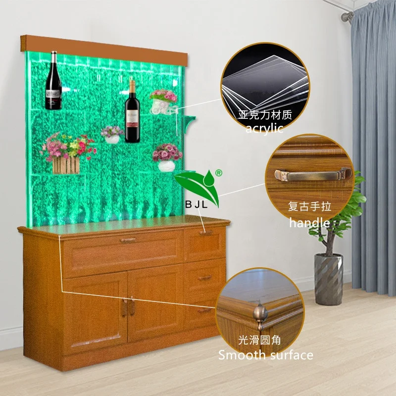 Customization.Modern Home Living Room Furniture House Corner LED Color Changing bar Cabinets with Water Bubble Wall
