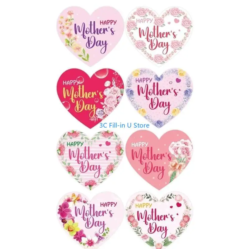 G8TA 500pcs Blumenaufkleber -Wickelbeetikeln 25 mm glücklicher Mutter -Siegelaufkleber für Umschläge Box Muttertagskarten