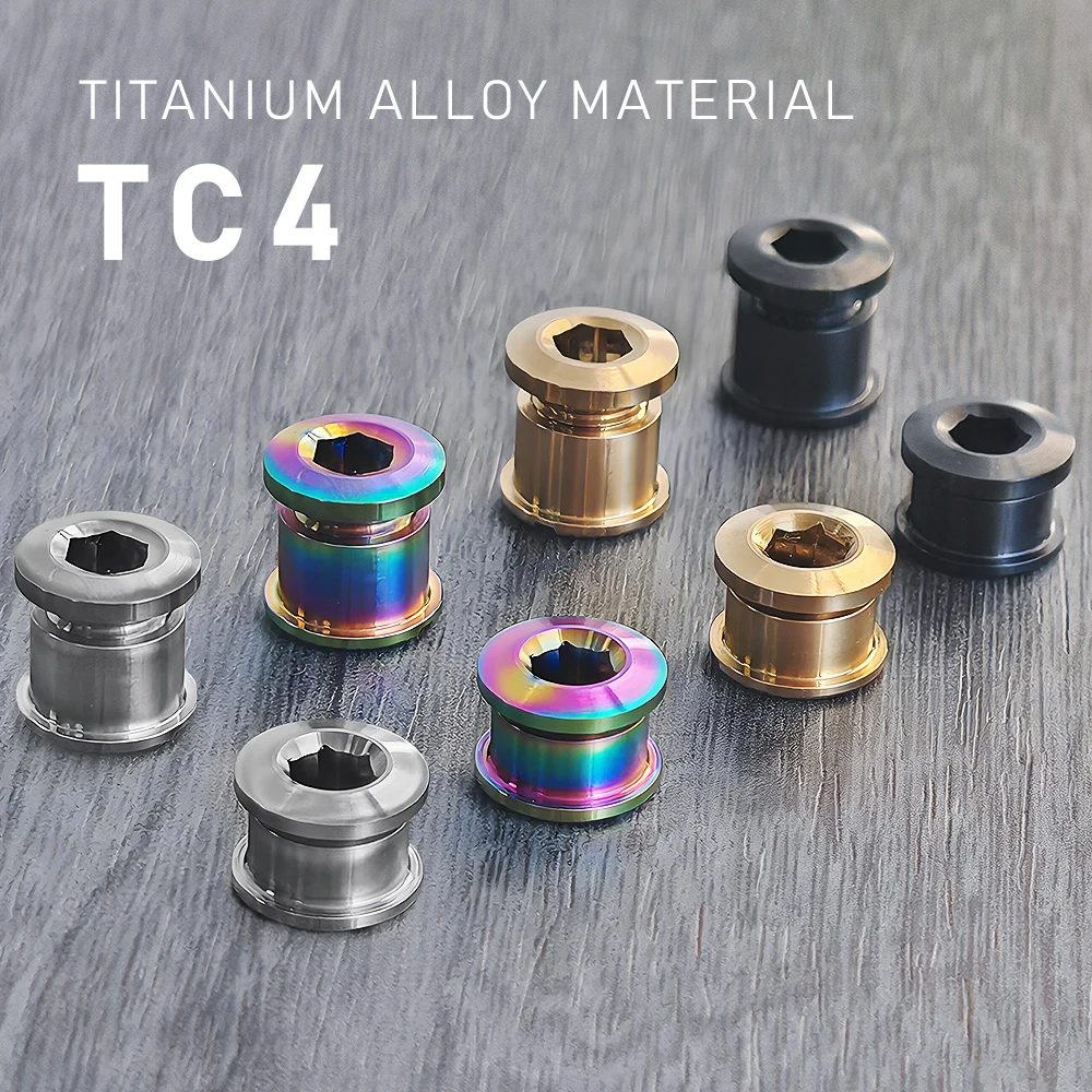 4/5PCS 티타늄 합금 체인링 볼트 싱글 더블 나사 산악 도로 MTB 자전거 크랭크 6.5/10.5mm 부품