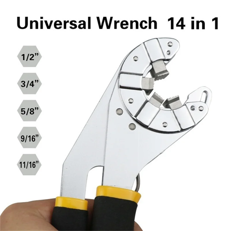 6 In / 8 In Multifunctional Adjustable Universal Wrench with Chrome Craftsman Wrench Clamp Mechanical Workshop Tools Repair Tool