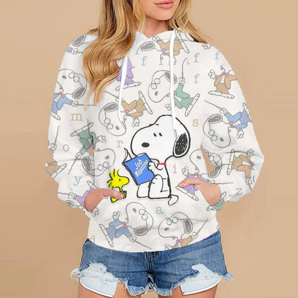 Snoopy Cute Kitty Autumn/Winter Women\'s Printed Sweater Fashion Casual Hooded Sweater