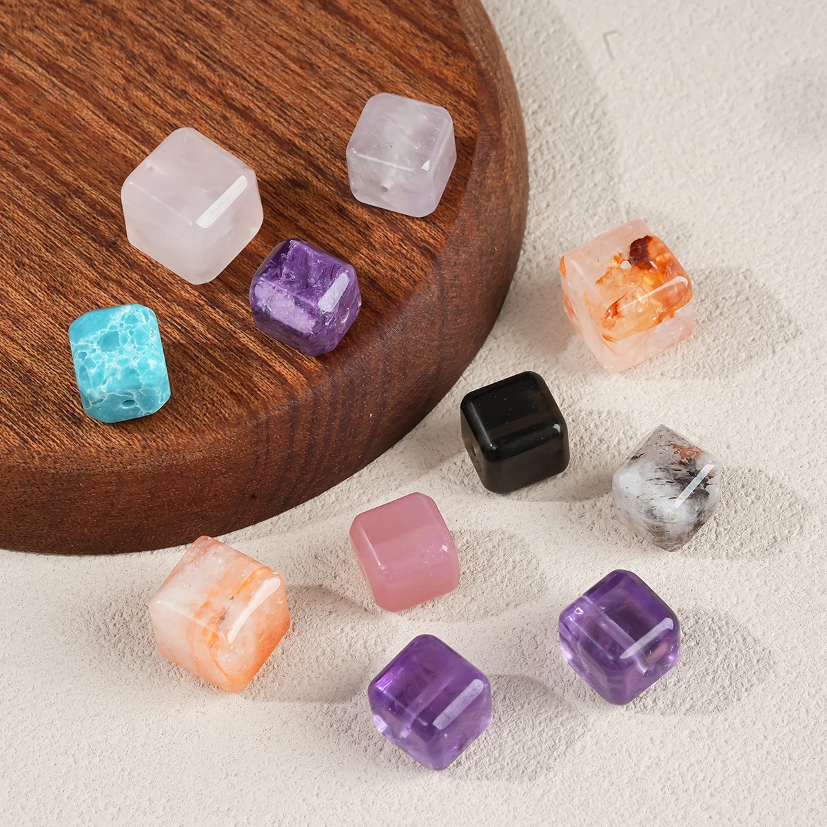 1 Pc Natural Stone Rock Quartz Rhodonite Malachite Faceted Square Beads Spacer For Jewelry Making Diy Bracelet Necklace Supplies