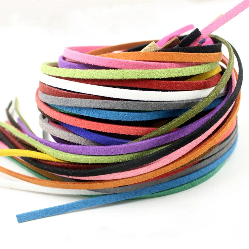 5/20meters 2.5mm Flat Faux Suede Braided Cord Velvet Leather Rope Handmade Thread String for Jewelry Bracelet Necklace Keychain