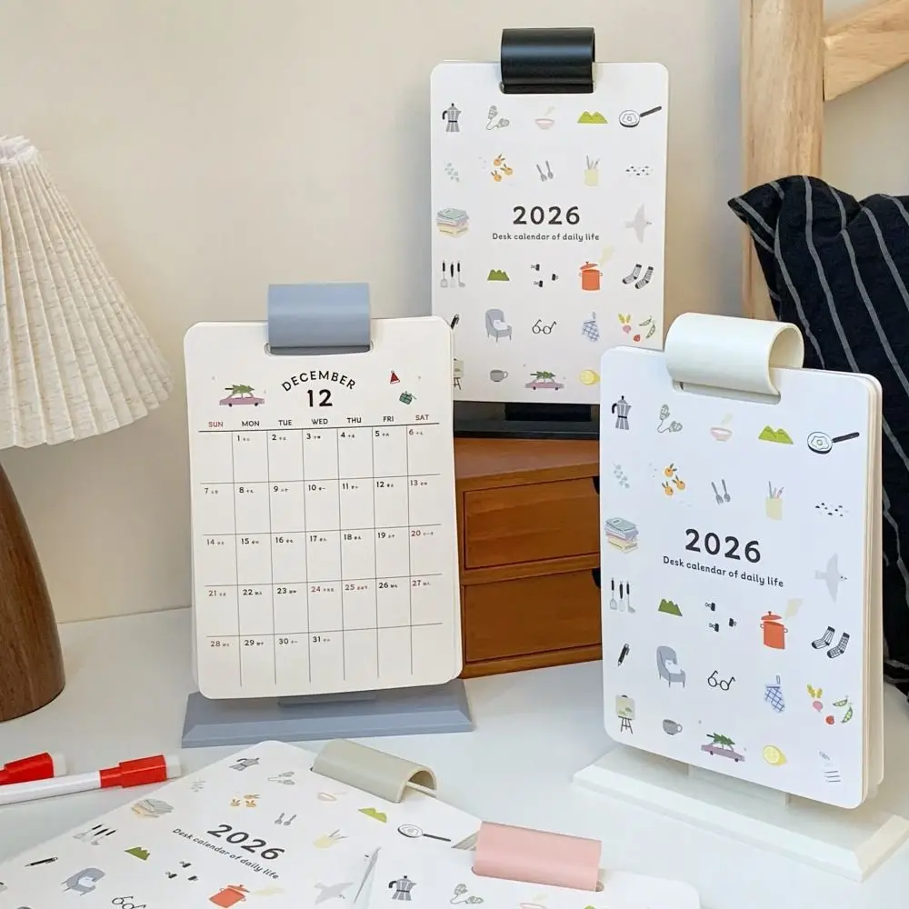 

Cartoon 2026 Desk Calendar Page Flipping Paper Cartoon Desk Planner Date Display Daily Check-in Plan 2026 Cute Student Calendar