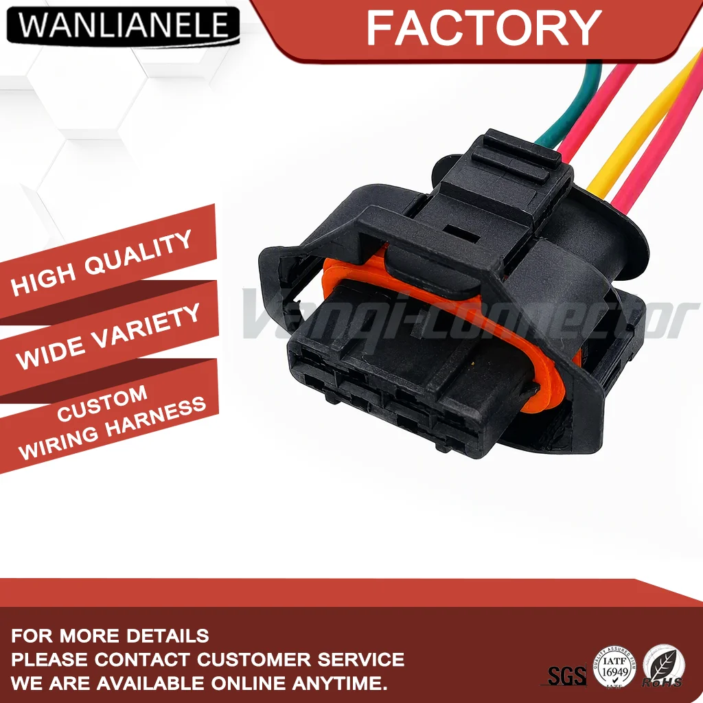 50set 1928403736 4Pin 5mm Pitch Sealed Automotive Connector Female Housing Black PA66 GF30 Car Plug