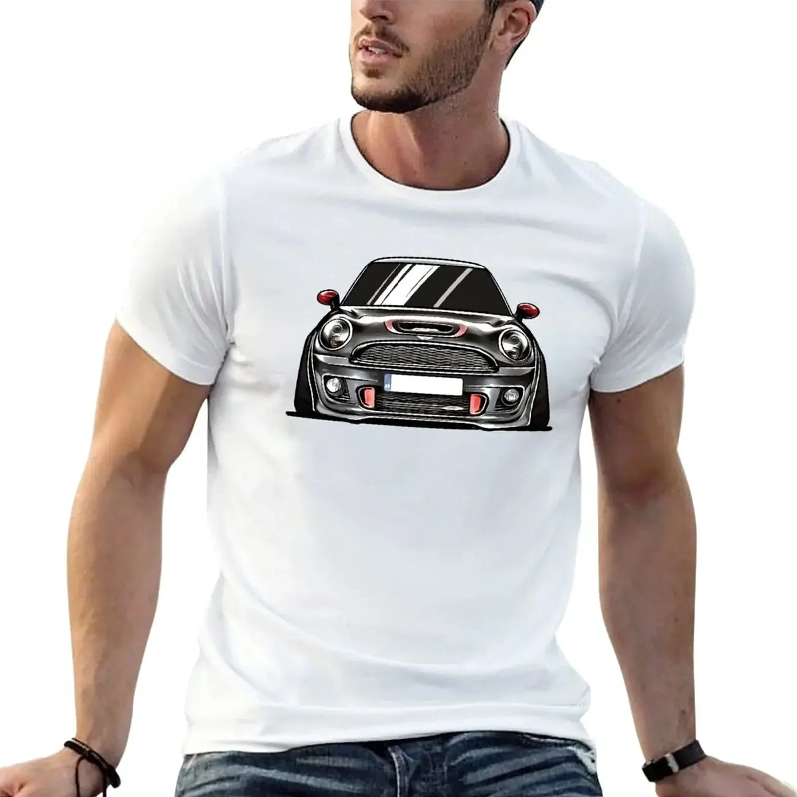 The New Toonart 2012 Mini John Cooper S Works Gp Art Printed T-shirt Casual Hip Hop Short Sleeve Top for Men and Women