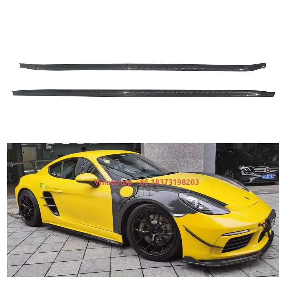 Para porsche 718 boxster cayman 3k sarja seca fibra de carbono carro lateral pára-choques saia corpo kit acessórios do carro