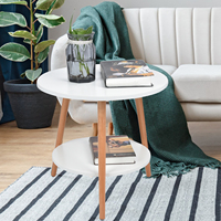 Home Decoration Bed Table White 2 Layer Storage Coffee Table Side Table Living Room Balcony Furniture for Home Living Room Table