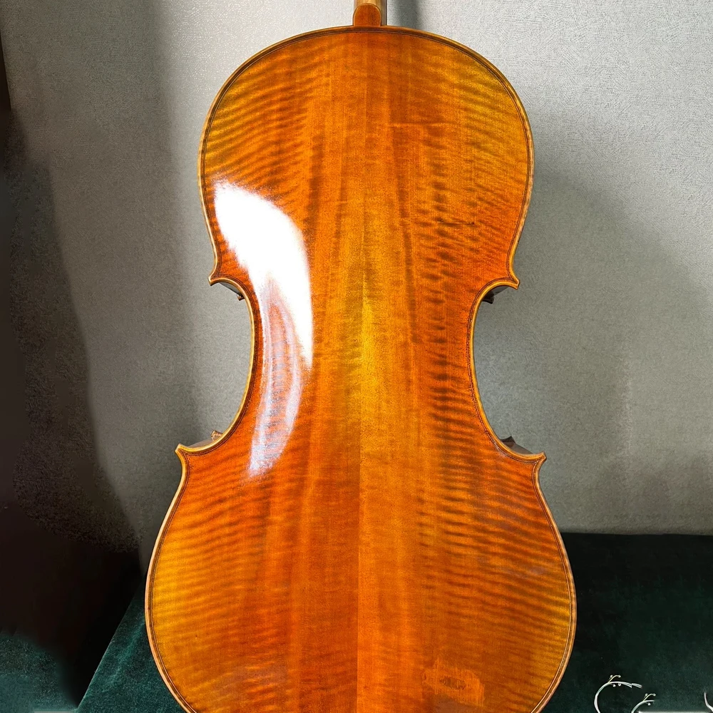 

Professional purely handmade Retro antique Cello 4/4 Flamed maple solid wood Spruce cello Musical Instruments with bag bow