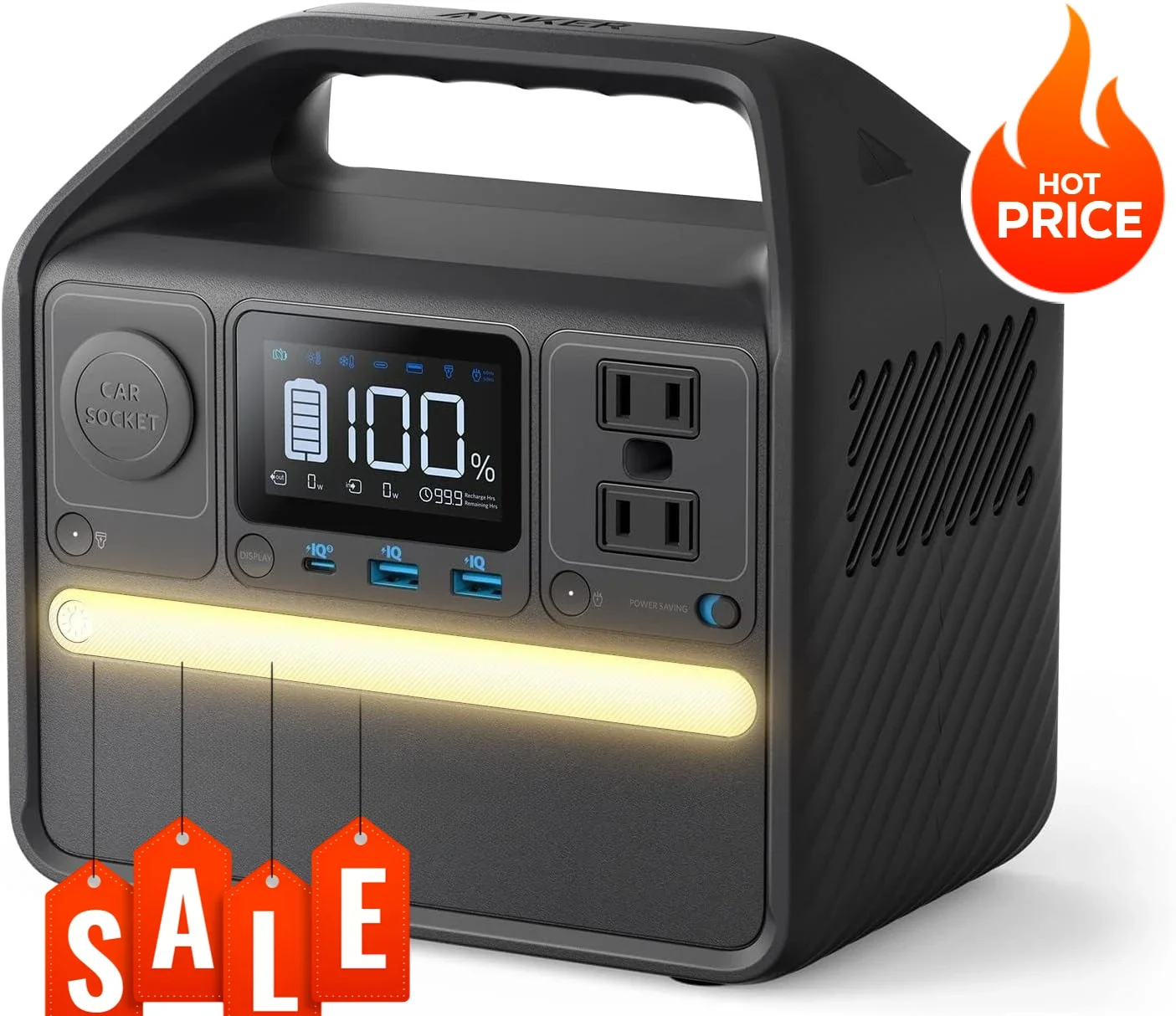 

521 Portable Power Station Upgraded with LiFePO4 Battery, 256Wh 6-Port Power House, 300W (Peak 600W) Solar Generator