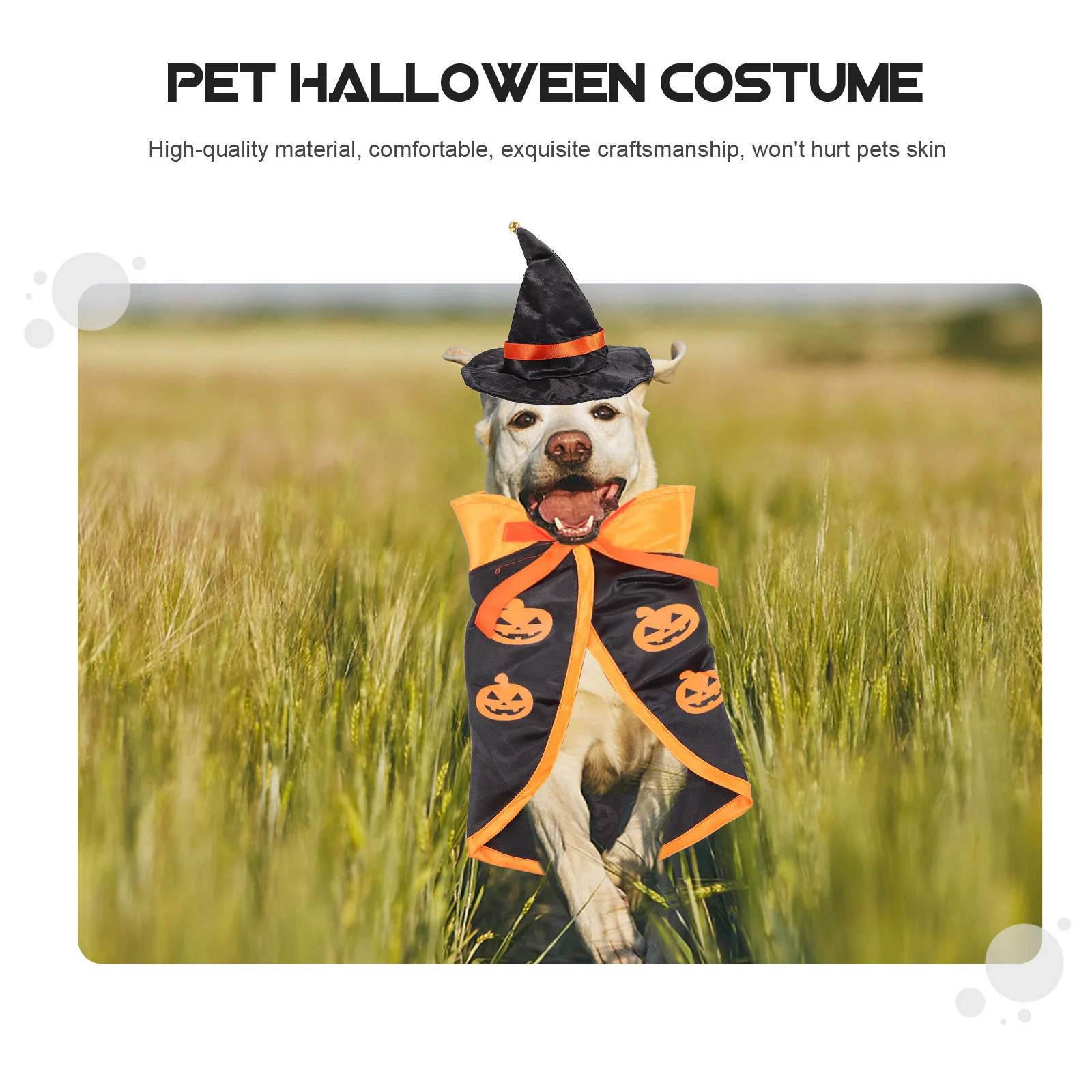 

1Set Halloween Pet Pumpkin Cloak Hat Set Easy Wear Lightweight Dog Cat Costume for Festival Holiday Cosplay Pet Hat Cloak