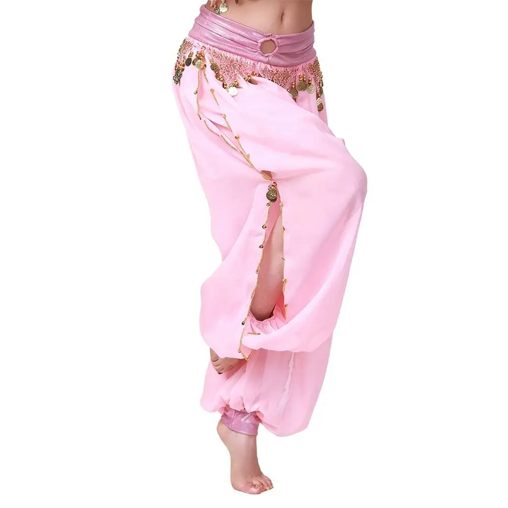 Moda lantejoulas calças de dança do ventre borla solta lantejoulas calças de dança do ventre acessórios desempenho wear calças soltas feminino