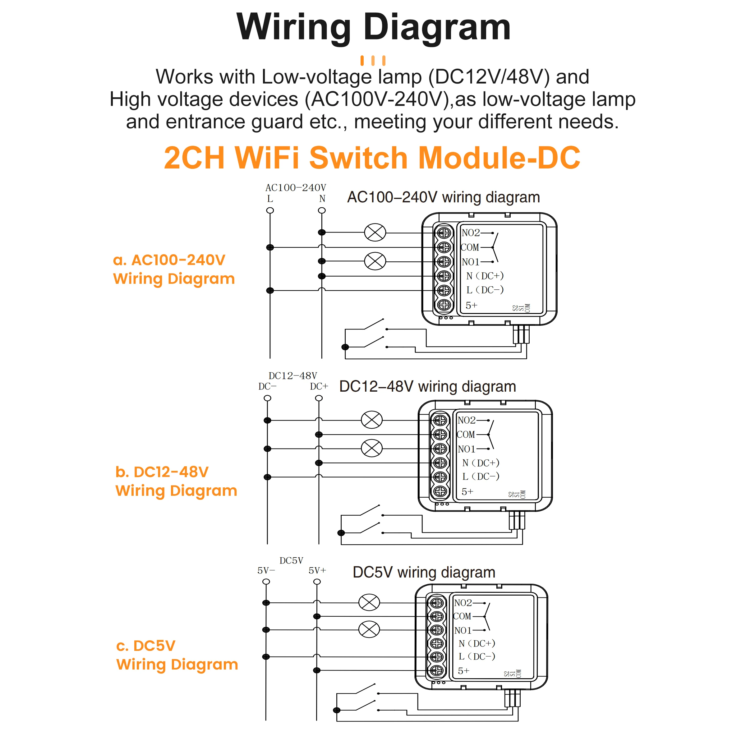 GIRIER Tuya Modul Sakelar Pintar WiFi Modul Kontak Kering DC5/12-48V AC100-240V DIY Relai Pemutus Bekerja Alexa Google Home Assistant