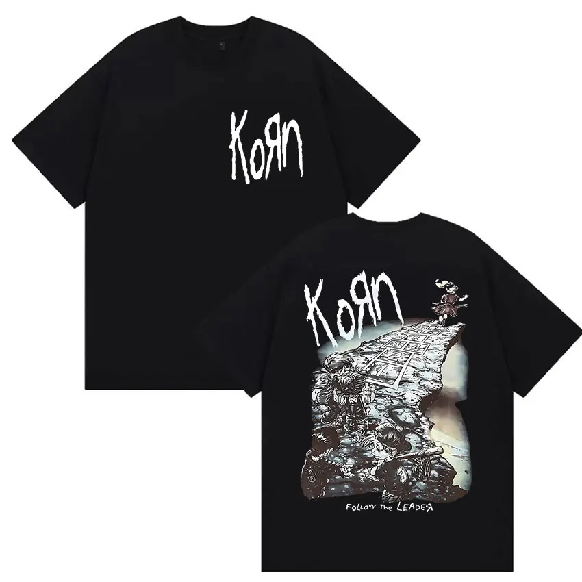 

Рок-группа Korn Follow The Leader Графическая футболка унисекс в стиле ретро Уличные футболки с короткими рукавами Летние топы из 100% хлопка Футболка