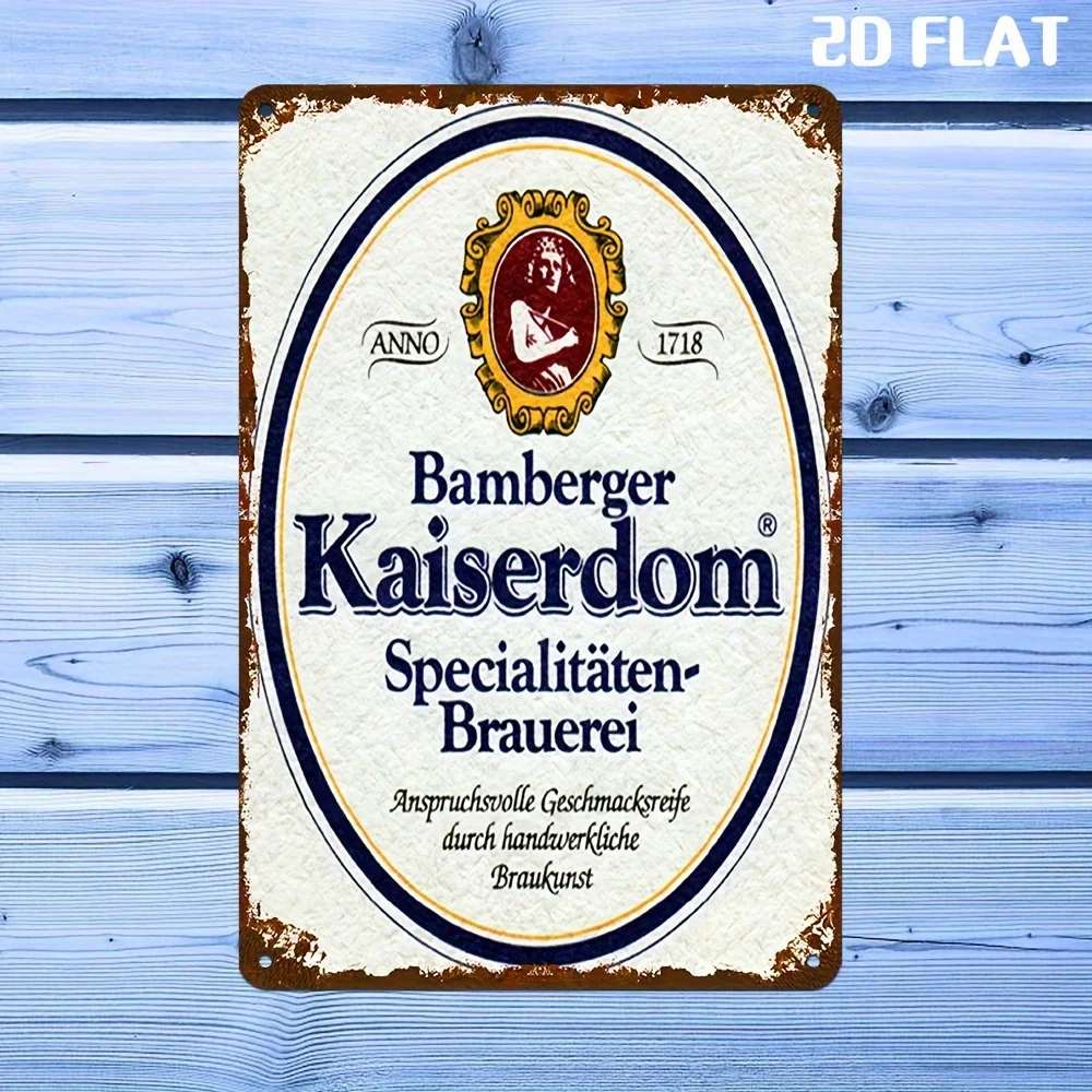 لوحة حائط معدنية مسطحة ثنائية الأبعاد لمصنع الجعة البافارية العتيقة - لافتة شعار البيرة الألمانية من بامبرج (20.32 × 30.48 سم) - حديد ألماني مطبوع بالأشعة فوق البنفسجية
