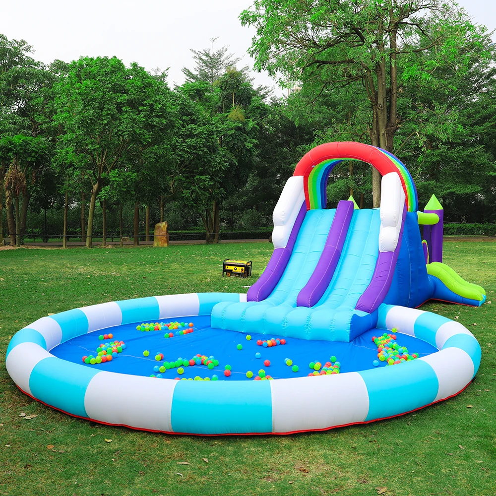 Cheap Double Lane Inflatable Water Slides House Used Swimming Water Slide With Pool Bounce House For Kids