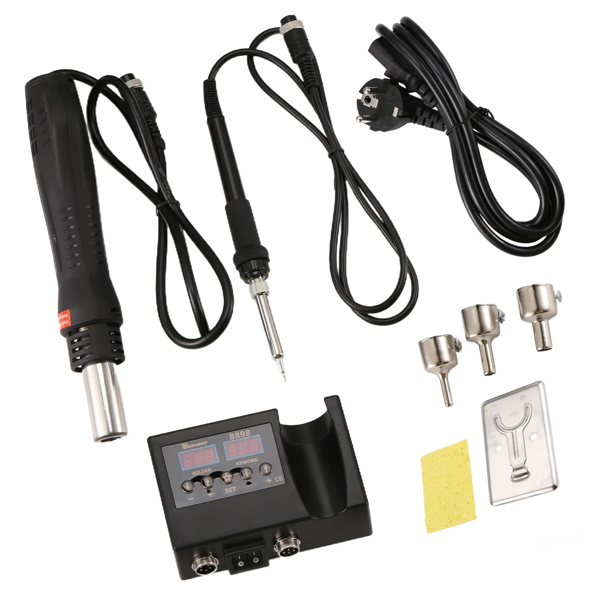 2In1 Soldering Station 8898 Digital Display Welding Rework Station Electric Soldering Iron Hot Air Repair Tools EU Plug