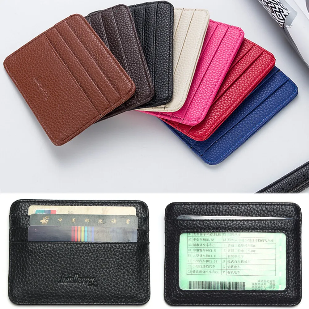 

Ultra-thin Slim Double-sided PU Leather ID Card Holder Multi-color Bank Credit Card Case Multi-slot Wallet Business Card Holder