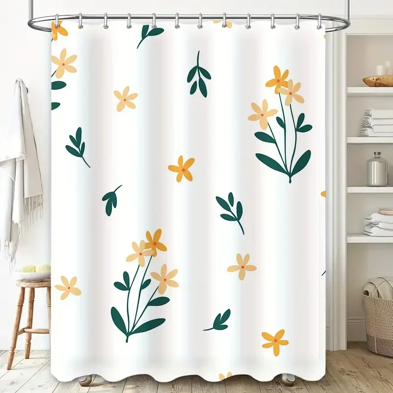 

Белая занавеска для душа с цветочным принтом, современный домашний декор для ванных комнат
