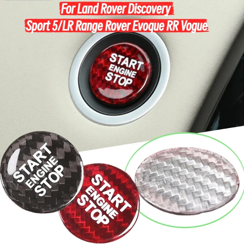 Carbon Fiber Car Engine Start Stop Switch Button Trim Sticker For Land Rover Discovery Sport 5/LR Range Rover Evoque RR Vogue