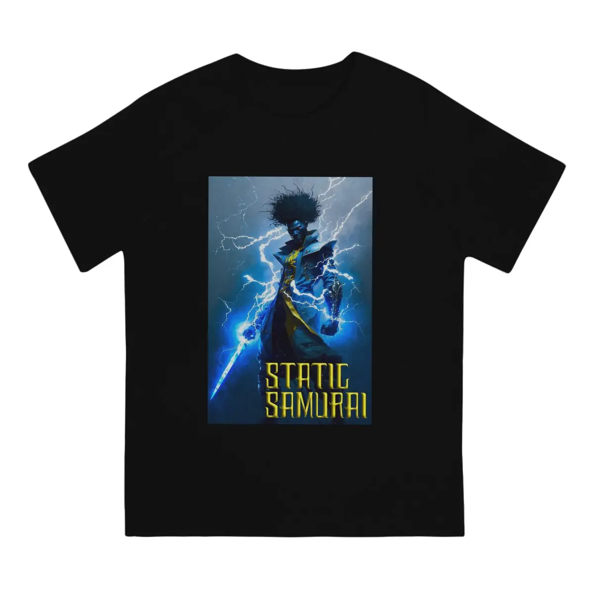 Static Samurai Fusion T-Shirts Men Afro Samurai Unique 100% Cotton Tee Shirt O Neck Short Sleeve T Shirts Party Clothing