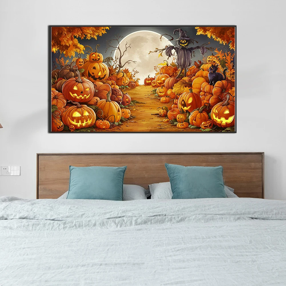 

Halloween 5D DIY Full Drill Round Diamond Painting Kit Home Wall Decor 70x40cm (B)