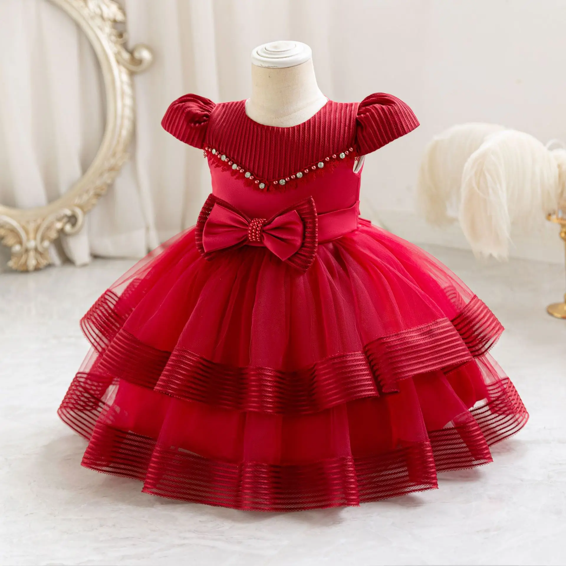 Elegant Dress For Girls 1st Birthday Party Princess Dress White Baptism Infant Dress Gown Wedding Pageant New Year Dress