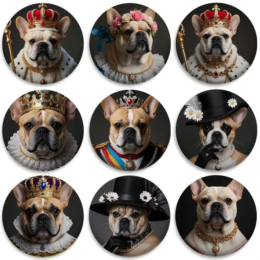 

French Bulldog Pope Nun Cute Badges Round Exquisite Badge Brooches Creative Pins For Clothes Hat Backpack Gift Accessories