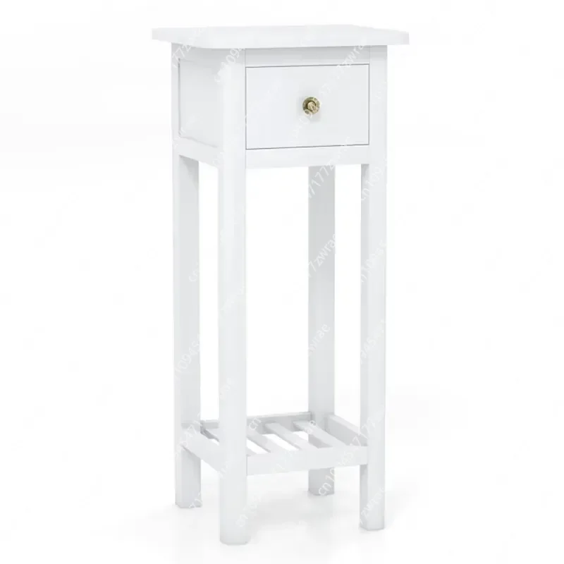 2-Tier Slim Nightstand Bedside Table with Drawer Shelf Premium Nightstands