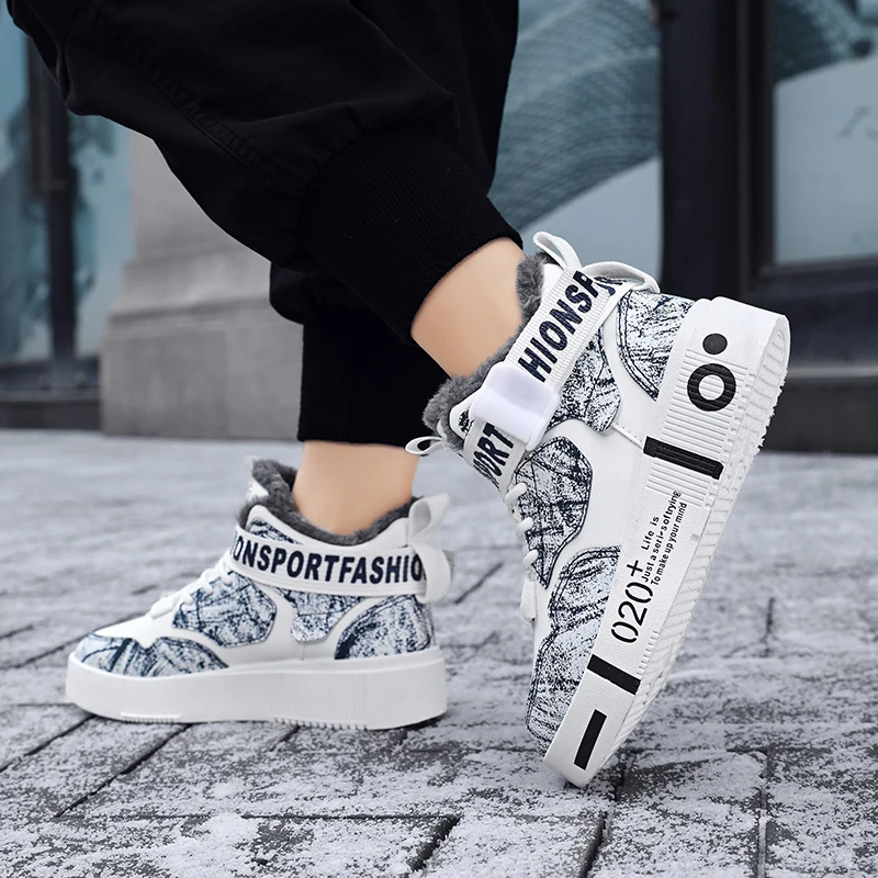 العلامة التجارية للأطفال أزياء مجلس أحذية عالية أعلى الأطفال الشتاء أحذية رياضية أفخم الدافئة الفتيان أحذية منصة المضادة للانزلاق الطفل الترفيه الشقق #6