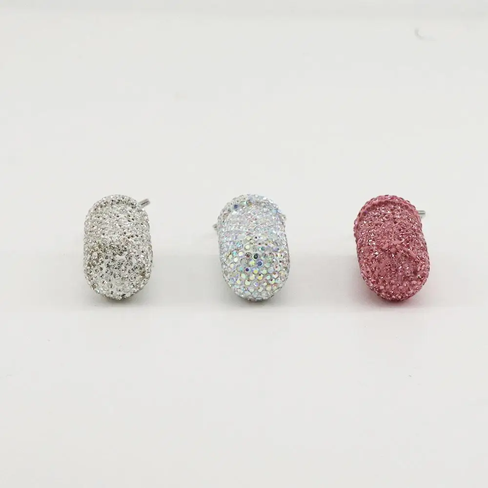 Women Crystal Granule Storage Box Waterproof Rhinestones Capsules Organizer Travel Pill Case Bling Medicine Bottle Key Ring